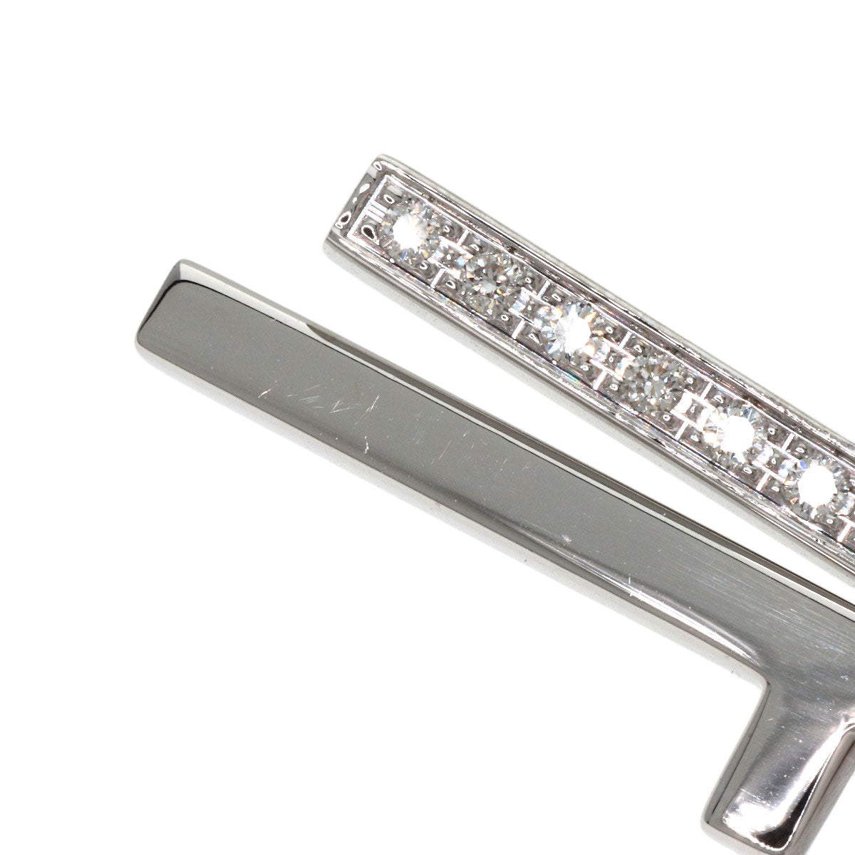 GUCCI Separate Cross Diamond Necklace K18 White Gold Ladies [Used]