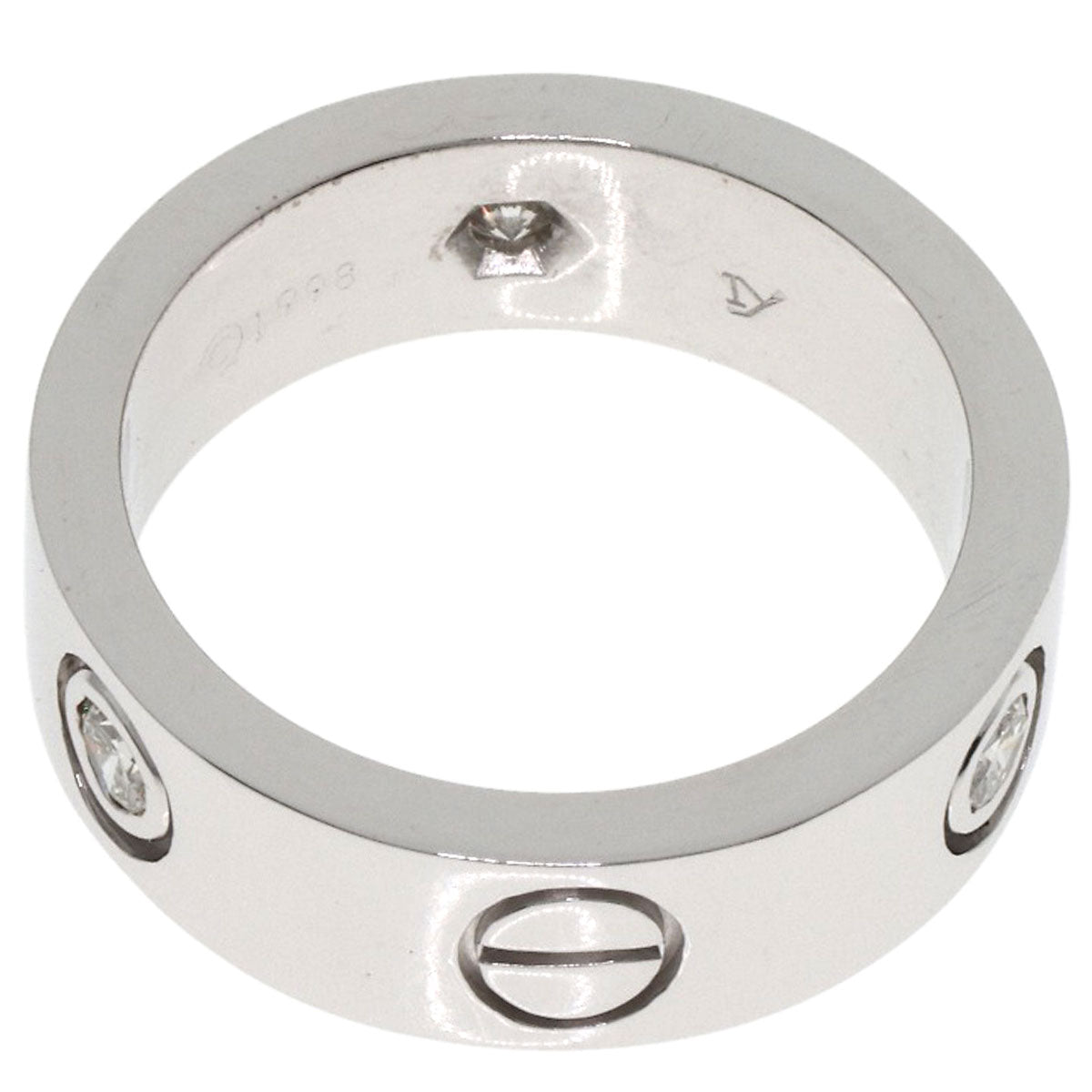 CARTIER love ring 3P Diamond #47 Ring K18 White Gold Ladies [Used]