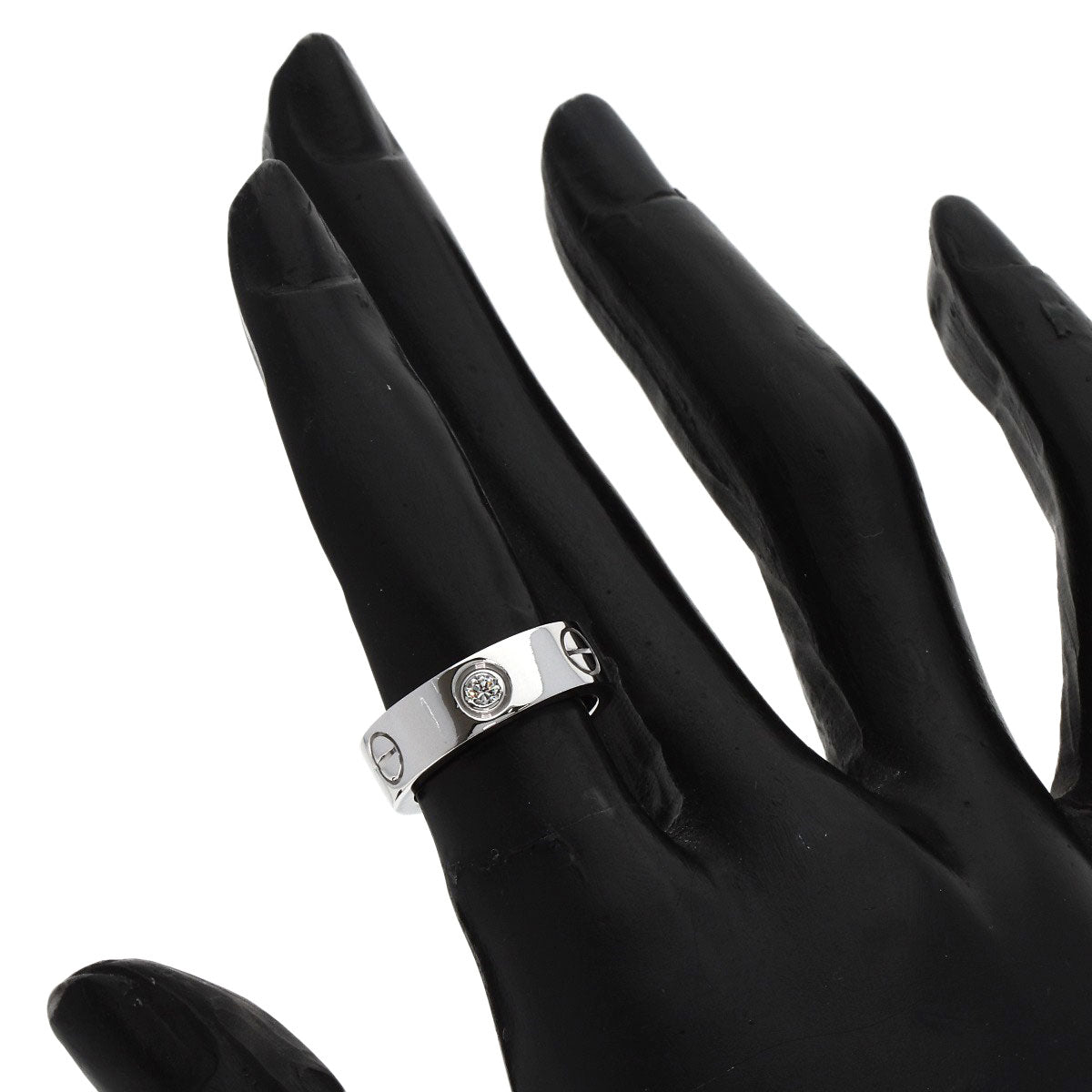 CARTIER love ring 3P Diamond #47 Ring K18 White Gold Ladies [Used]