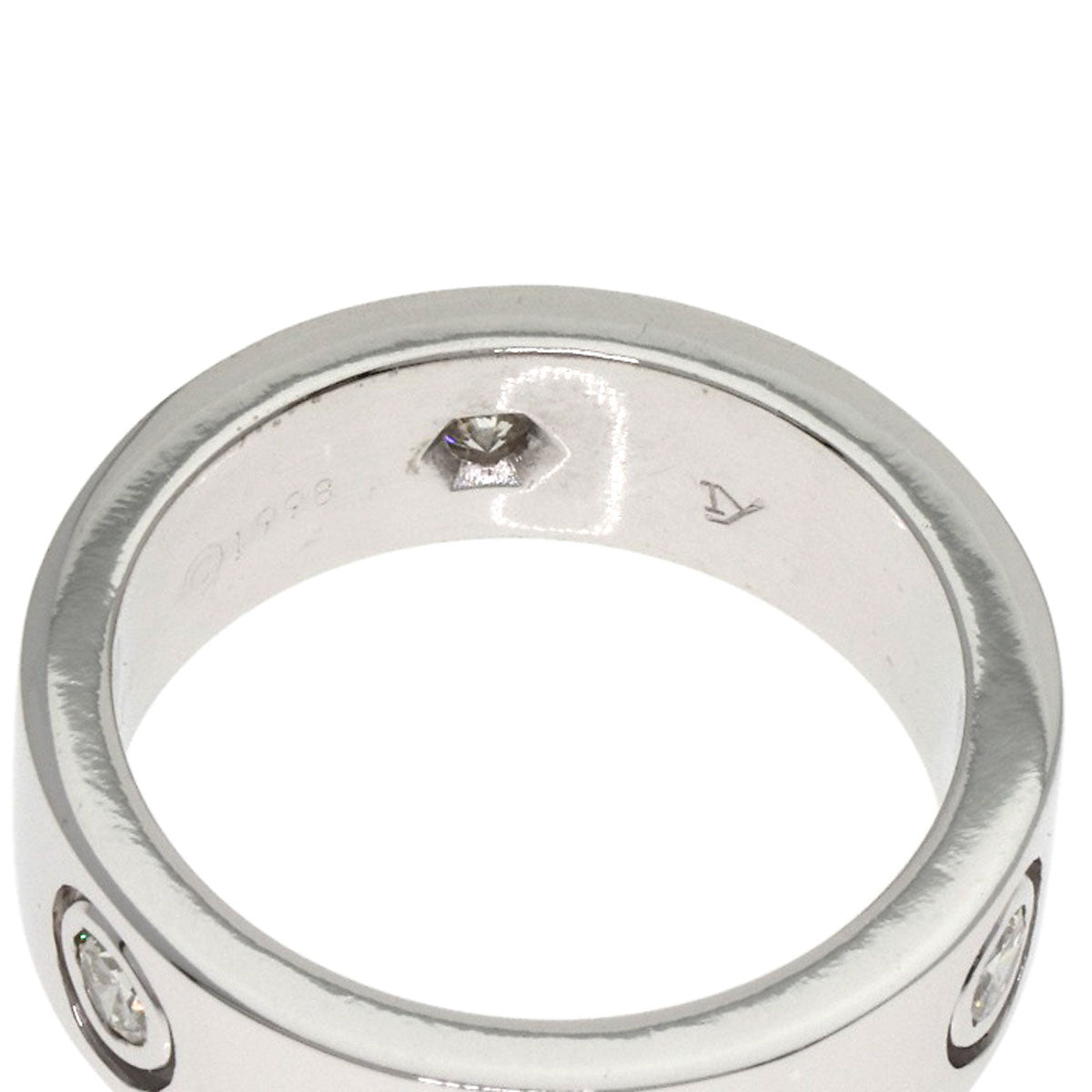 CARTIER love ring 3P Diamond #47 Ring K18 White Gold Ladies [Used]