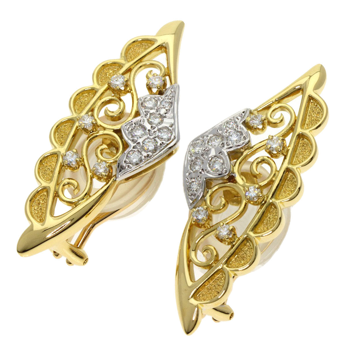 MIKIMOTO Diamond Earring K18 Yellow Gold Ladies [Used]