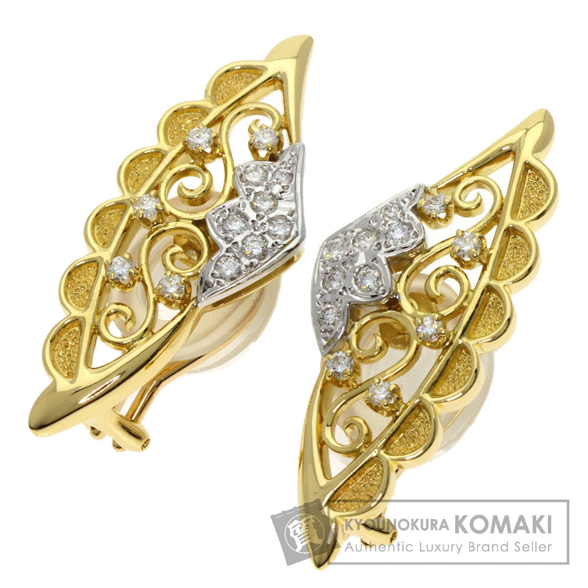 MIKIMOTO Diamond Earring K18 Yellow Gold Ladies [Used]