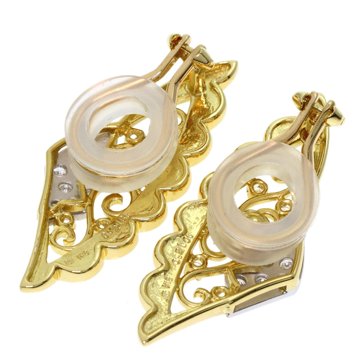 MIKIMOTO Diamond Earring K18 Yellow Gold Ladies [Used]