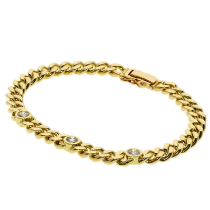 0.84ct Curb chain Kihei Diamond Bracelet K18 Yellow Gold 27.3g　Ladies