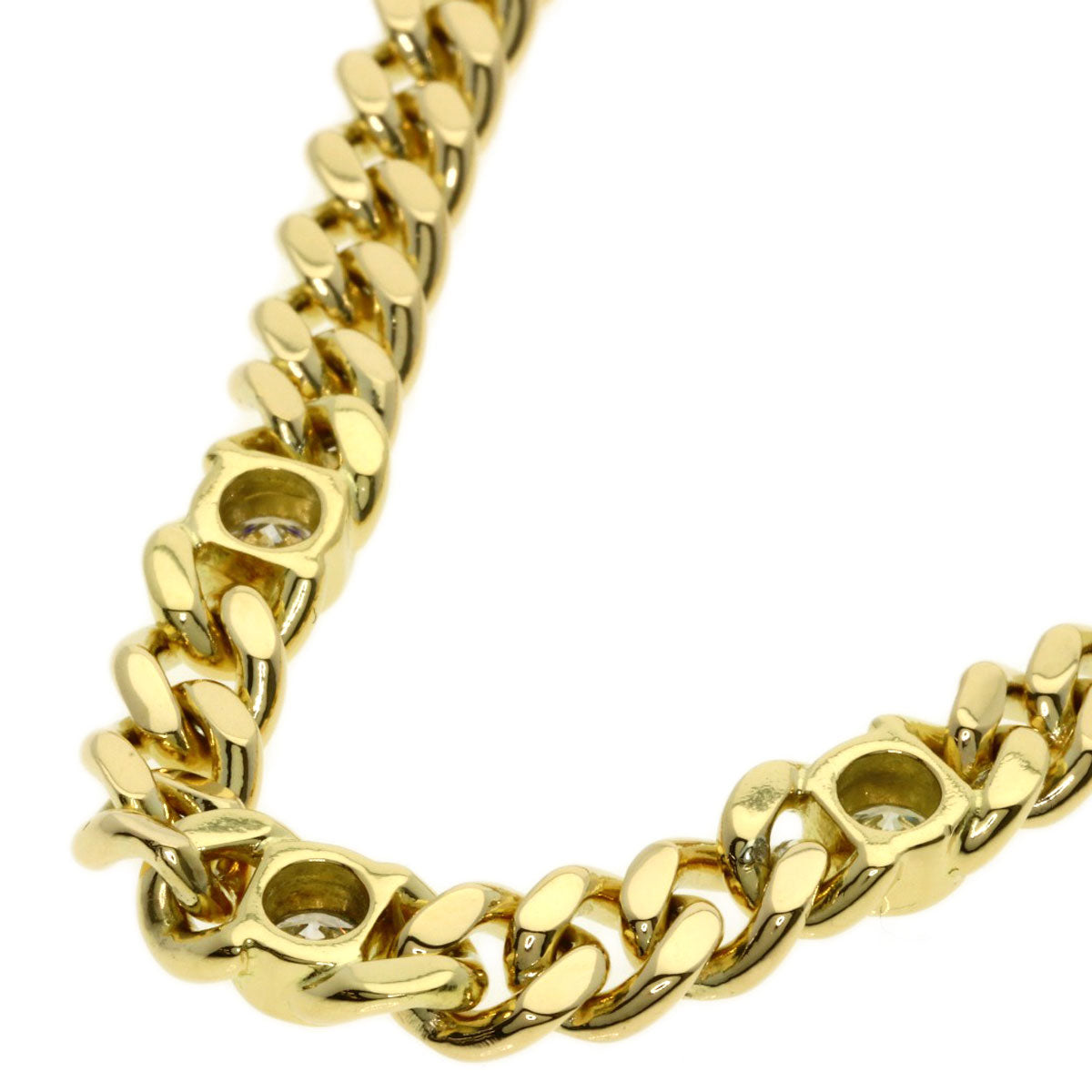0.84ct Curb chain Kihei Diamond Bracelet K18 Yellow Gold 27.3g　Ladies