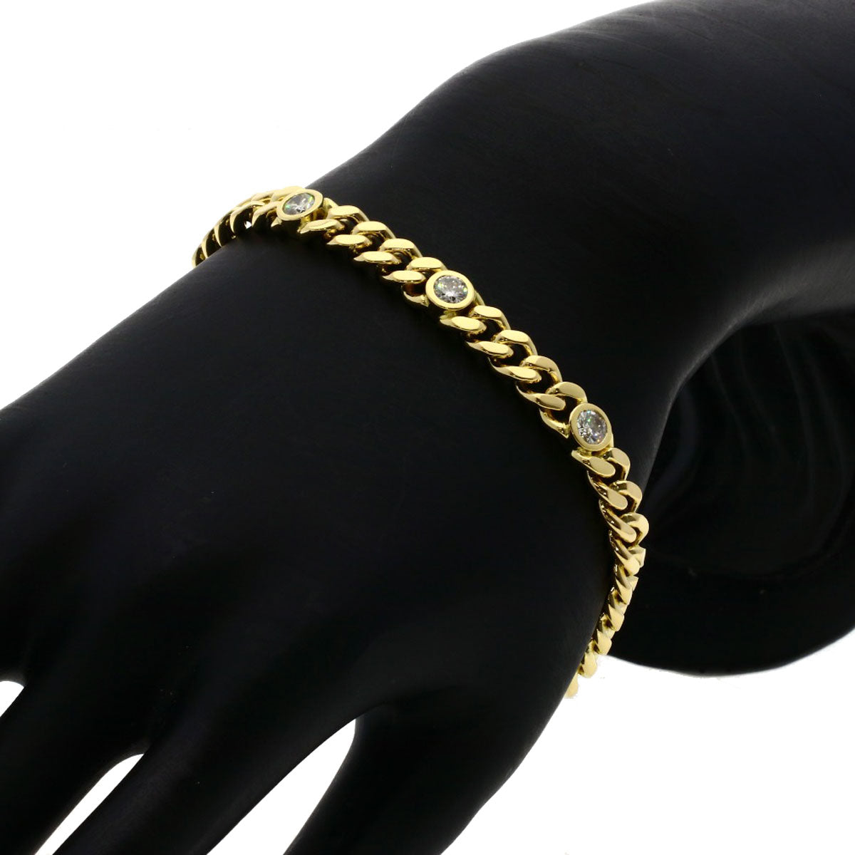 0.84ct Curb chain Kihei Diamond Bracelet K18 Yellow Gold 27.3g　Ladies