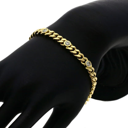 0.84ct Curb chain Kihei Diamond Bracelet K18 Yellow Gold 27.3g　Ladies