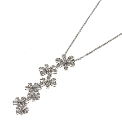 1.4ct 7P Flower Diamond Necklace K18 White Gold 12.4g　Ladies