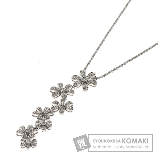 1.4ct 7P Flower Diamond Necklace K18 White Gold 12.4g　Ladies