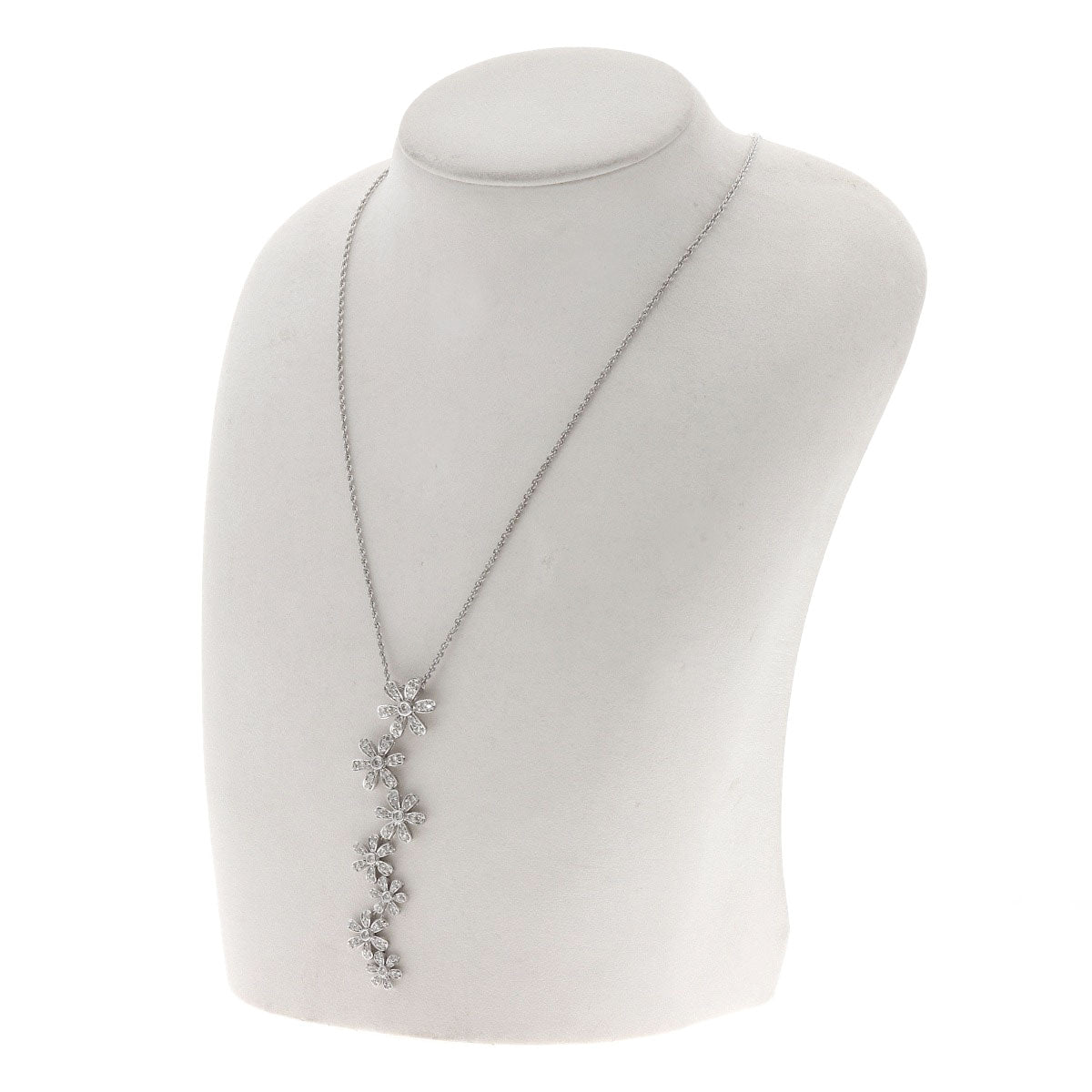1.4ct 7P Flower Diamond Necklace K18 White Gold 12.4g　Ladies