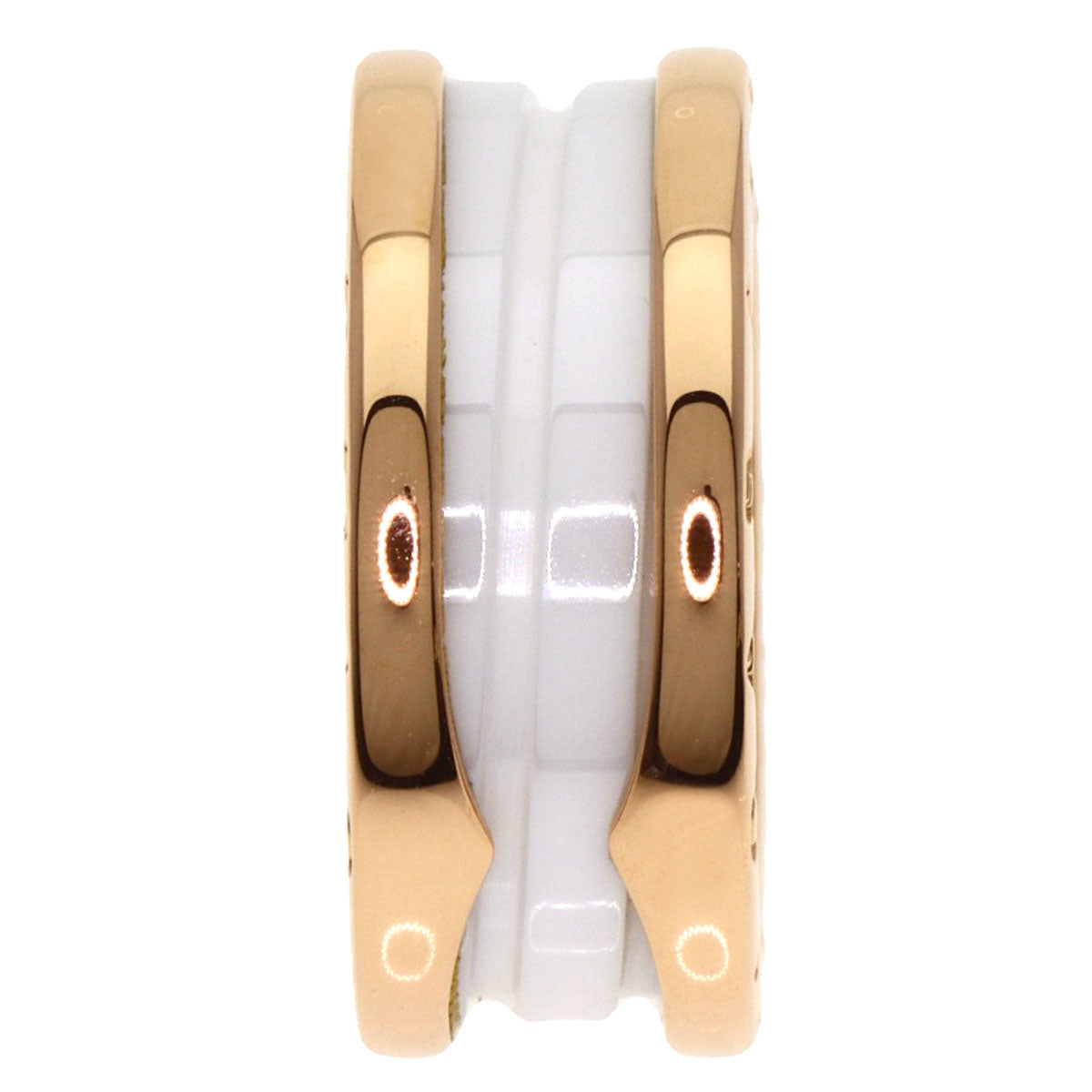 BVLGARI B.zero1 3-band Ceramic #49 Ring K18 Pink Gold Ladies [Used]