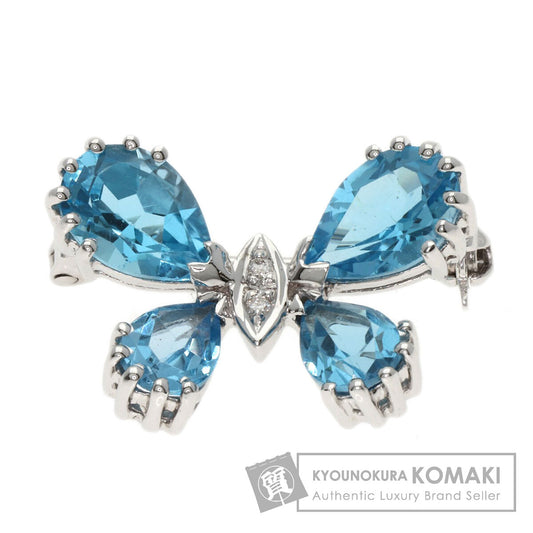 Ponte Vecchio Butterfly Diamond Color Stone Brooch K18 White Gold Ladies [Used]