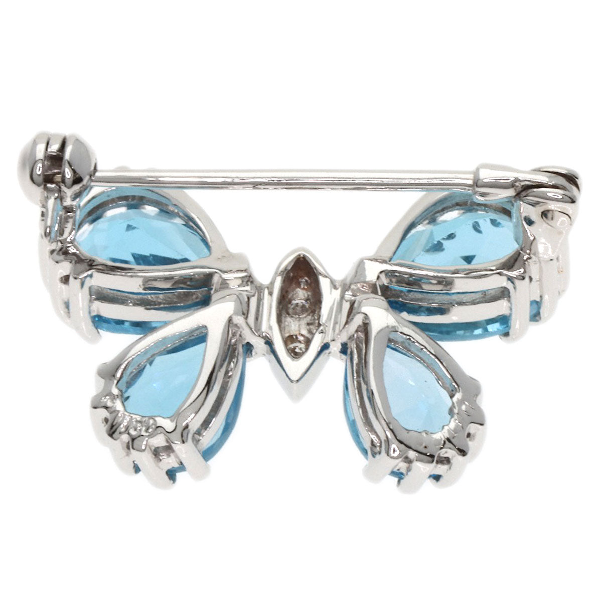 Ponte Vecchio Butterfly Diamond Color Stone Brooch K18 White Gold Ladies [Used]