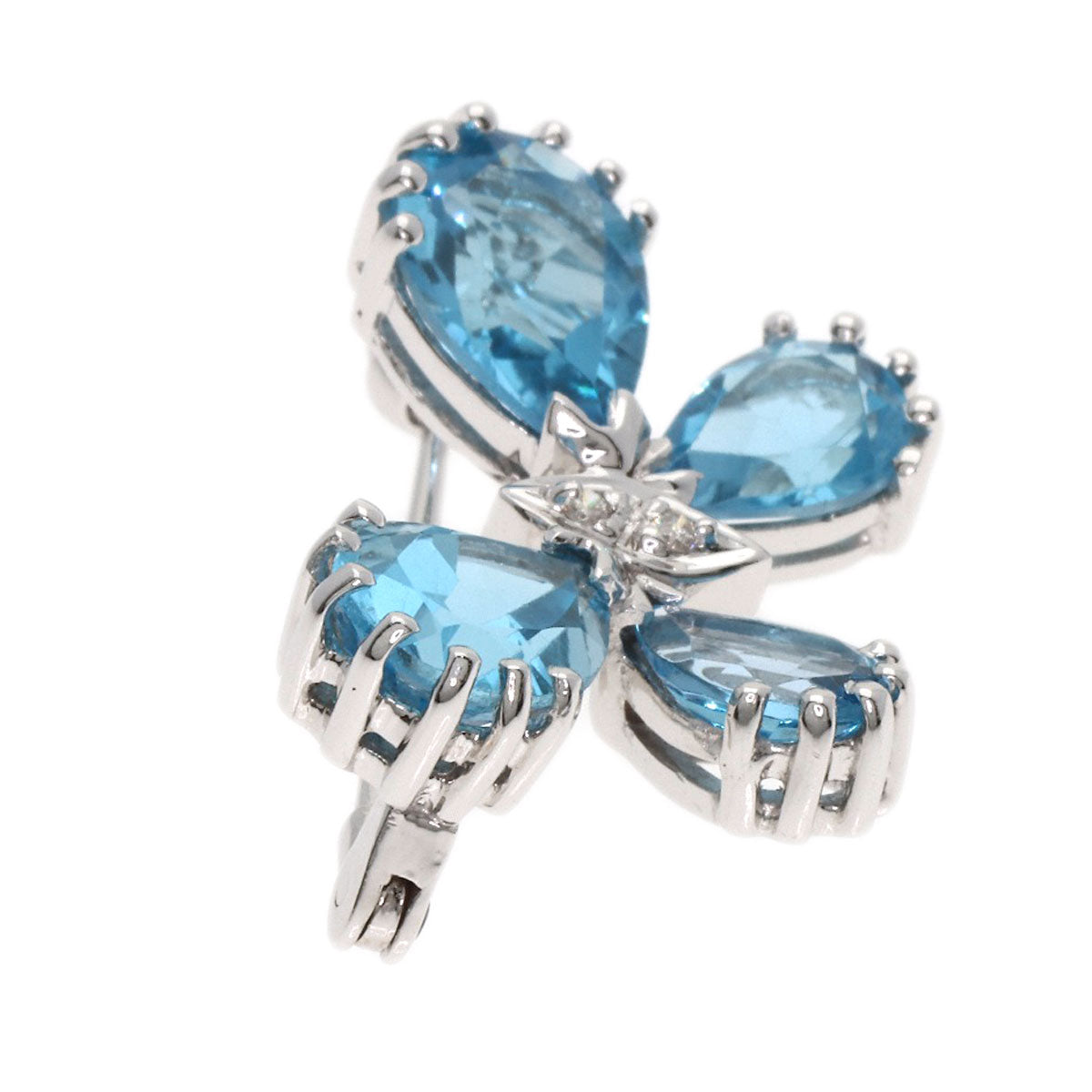 Ponte Vecchio Butterfly Diamond Color Stone Brooch K18 White Gold Ladies [Used]