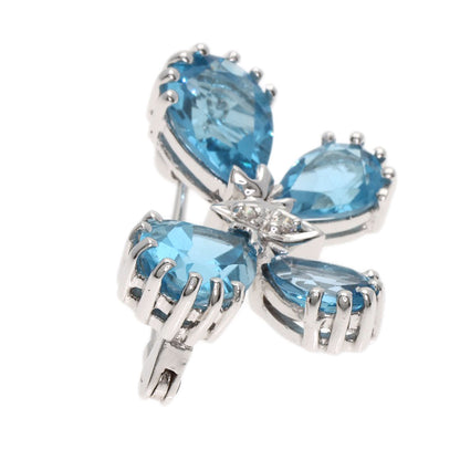 Ponte Vecchio Butterfly Diamond Color Stone Brooch K18 White Gold Ladies [Used]