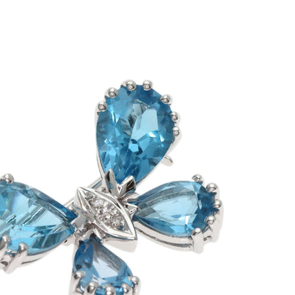 Ponte Vecchio Butterfly Diamond Color Stone Brooch K18 White Gold Ladies [Used]