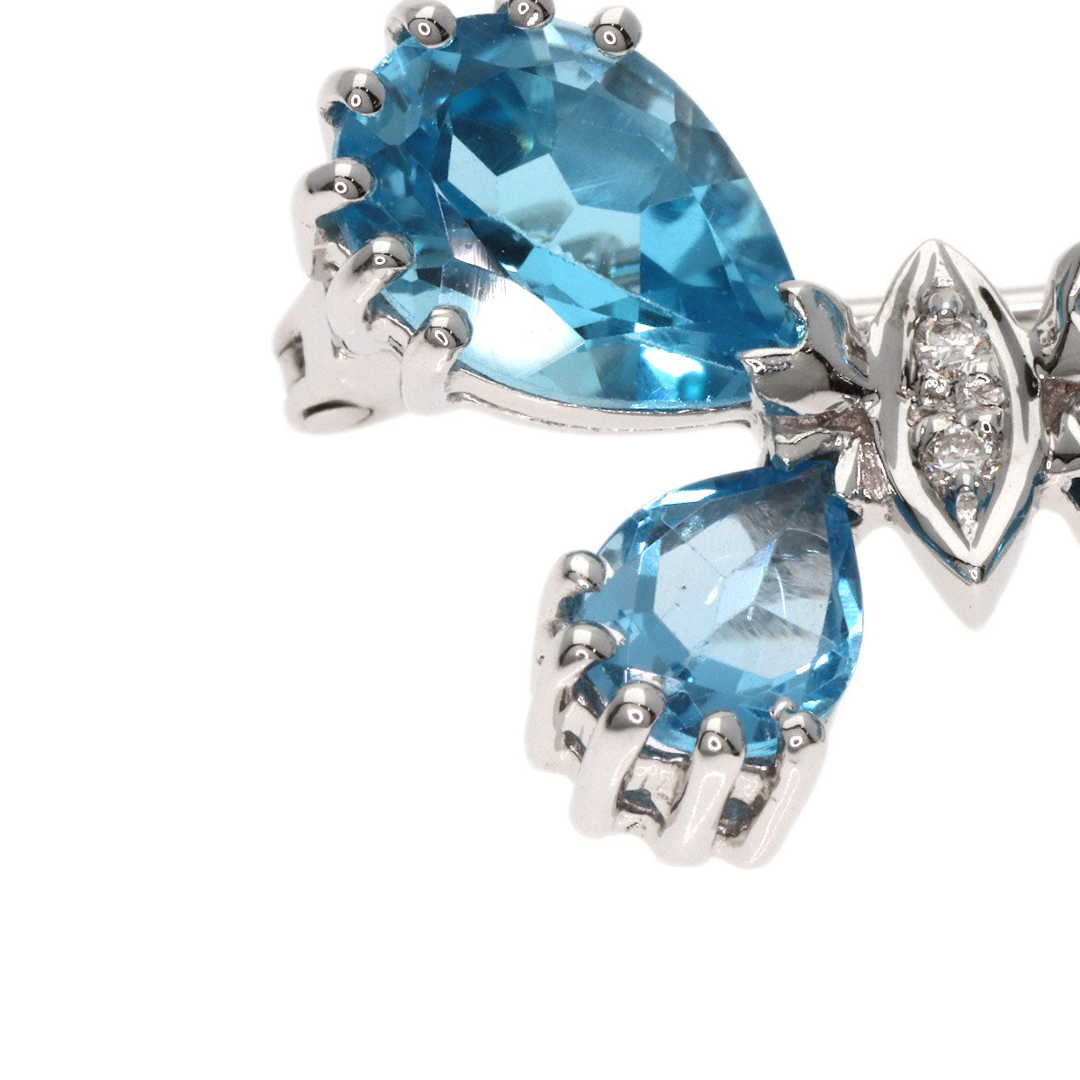 Ponte Vecchio Butterfly Diamond Color Stone Brooch K18 White Gold Ladies [Used]