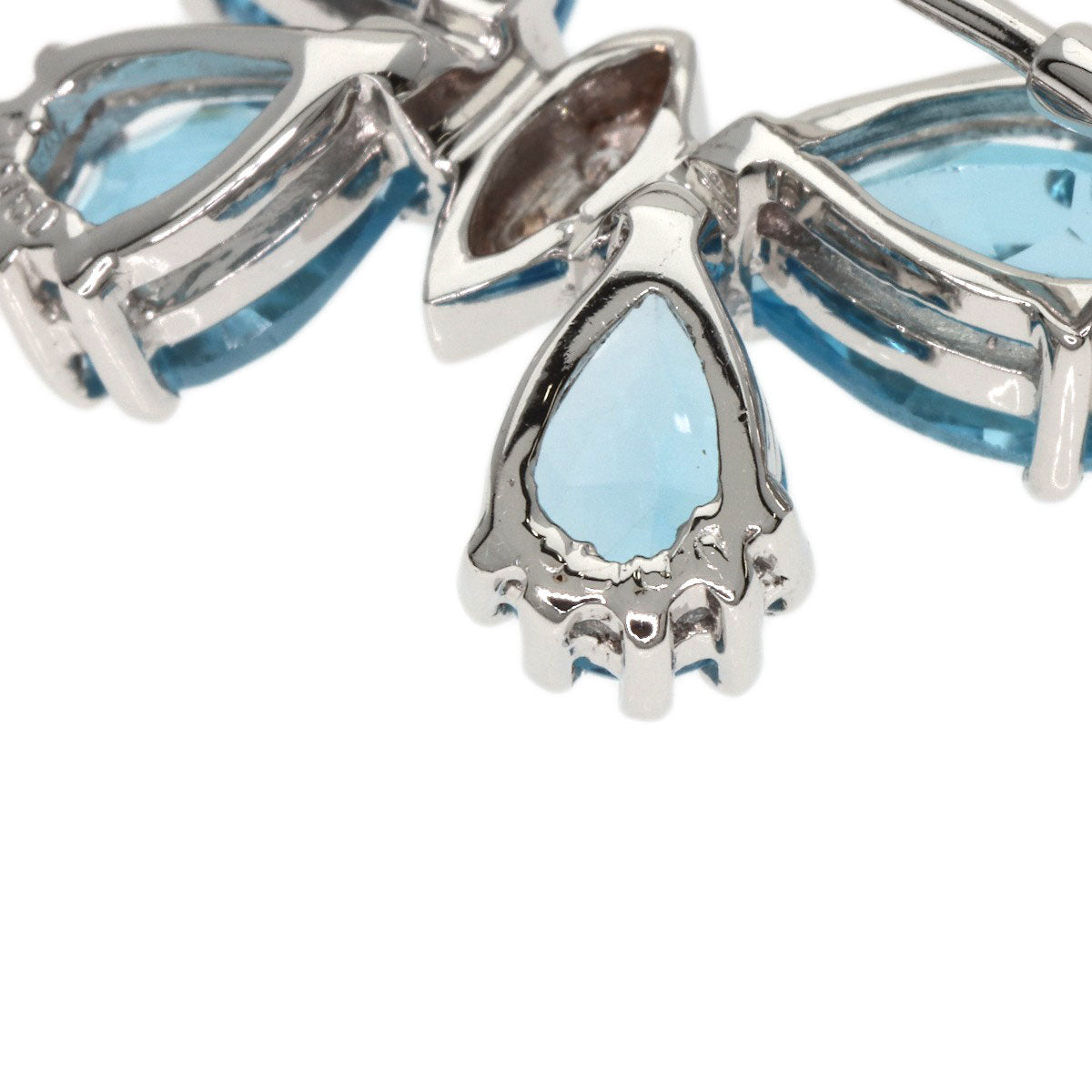 Ponte Vecchio Butterfly Diamond Color Stone Brooch K18 White Gold Ladies [Used]