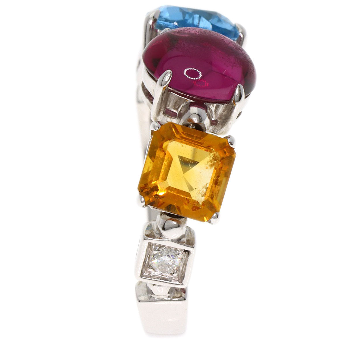 BVLGARI allegra multicolor stone Ring K18 White Gold Ladies [Used]