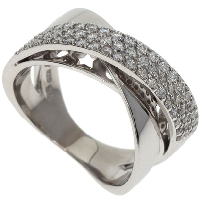 Ponte Vecchio Cross diamond Ring K18 White Gold Ladies [Used]