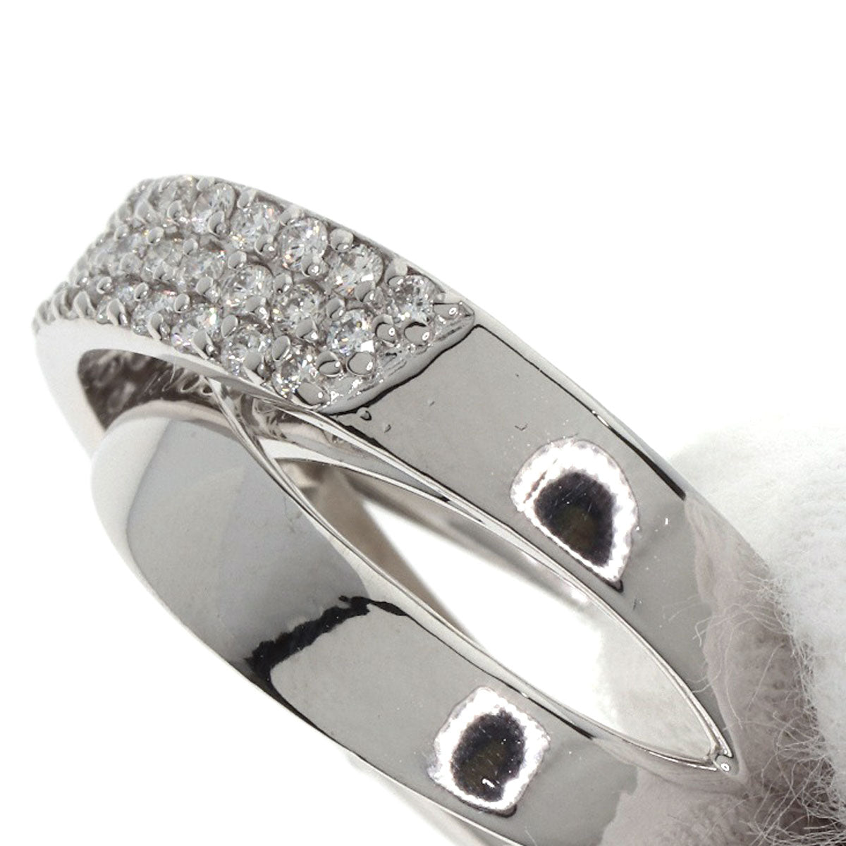 Ponte Vecchio Cross diamond Ring K18 White Gold Ladies [Used]