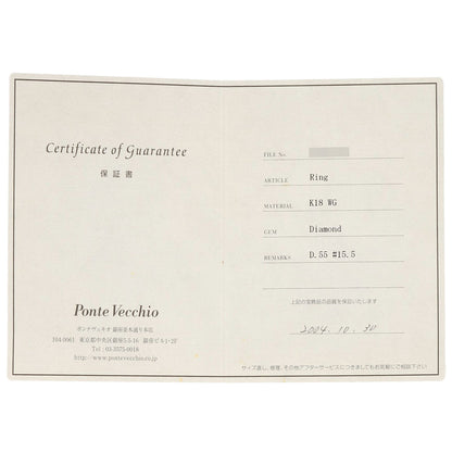 Ponte Vecchio Cross diamond Ring K18 White Gold Ladies [Used]