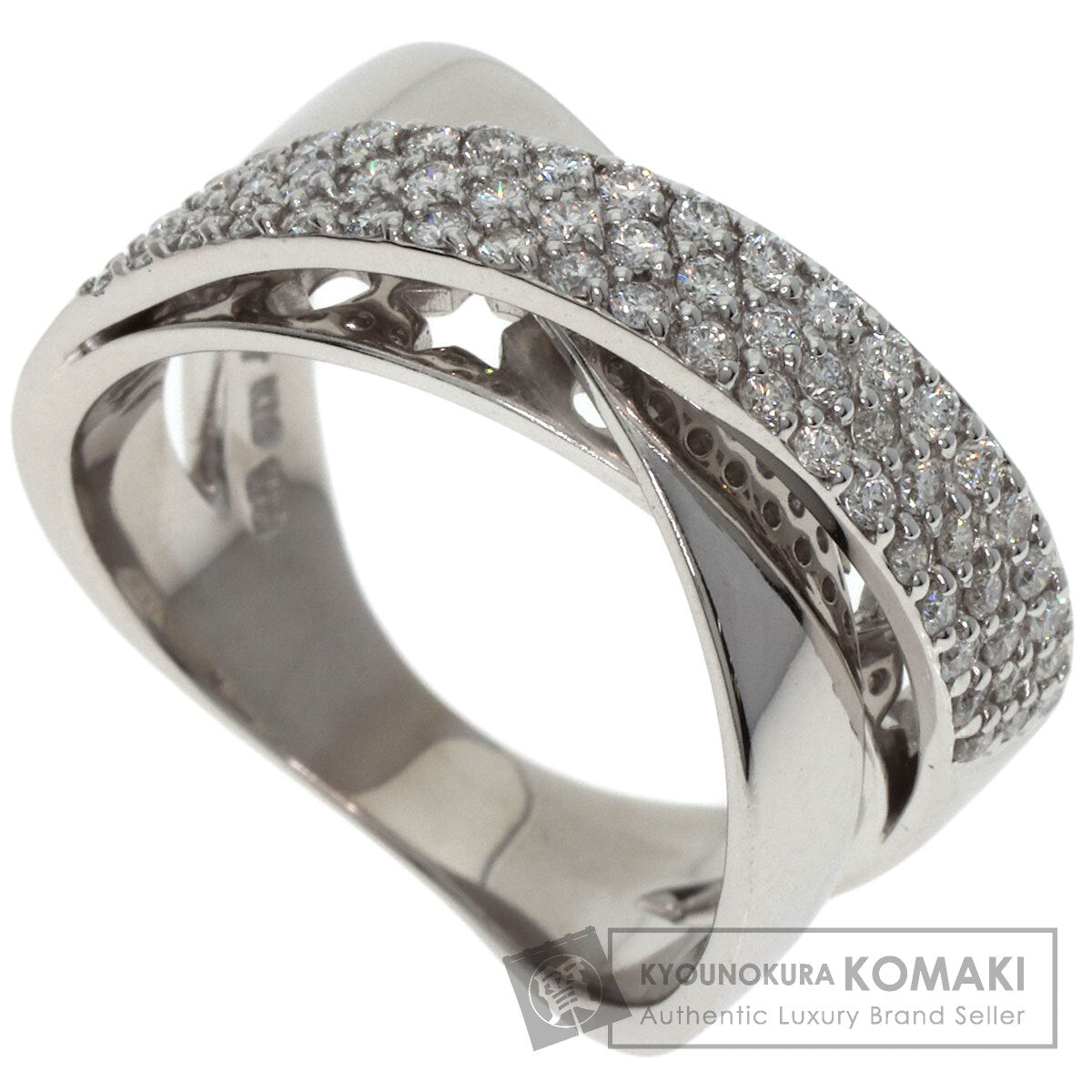 Ponte Vecchio Cross diamond Ring K18 White Gold Ladies [Used]