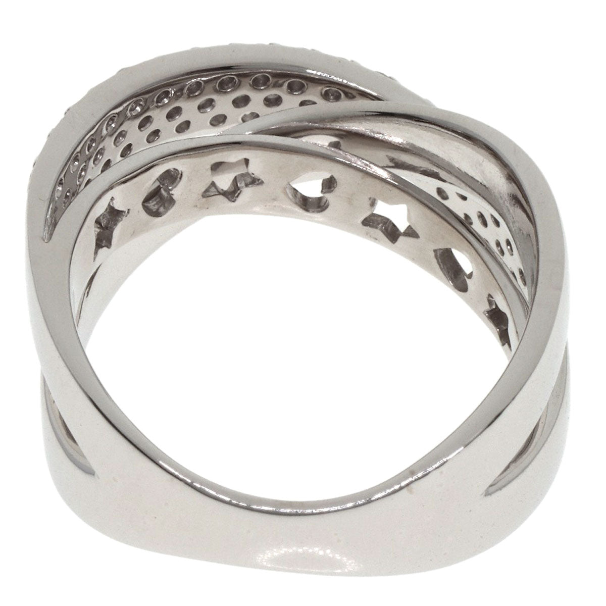 Ponte Vecchio Cross diamond Ring K18 White Gold Ladies [Used]