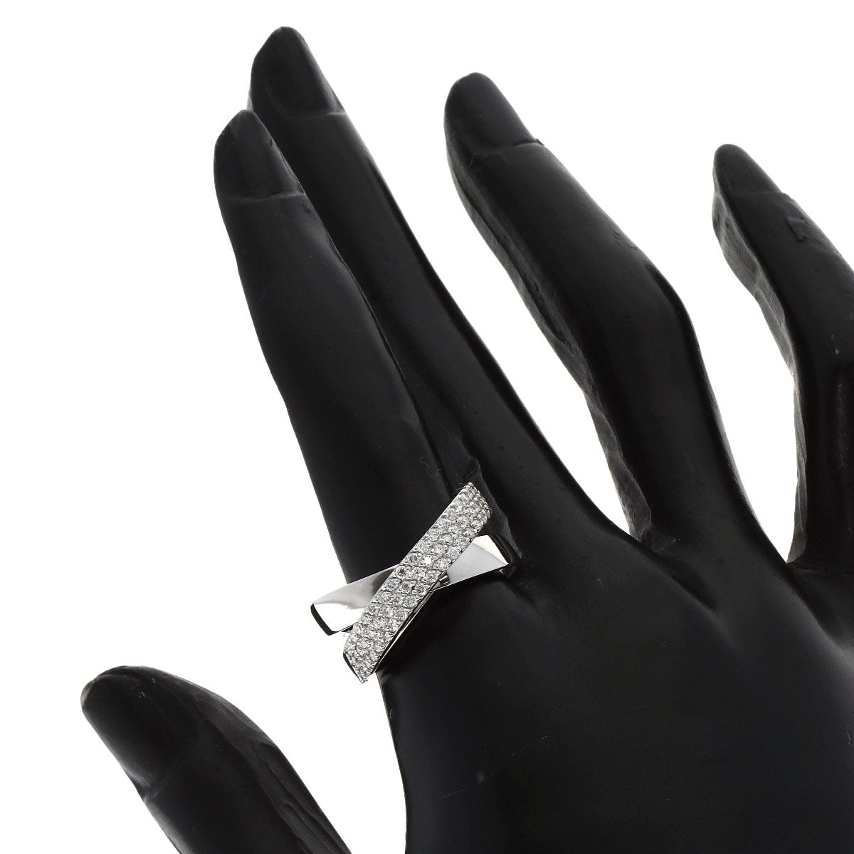 Ponte Vecchio Cross diamond Ring K18 White Gold Ladies [Used]