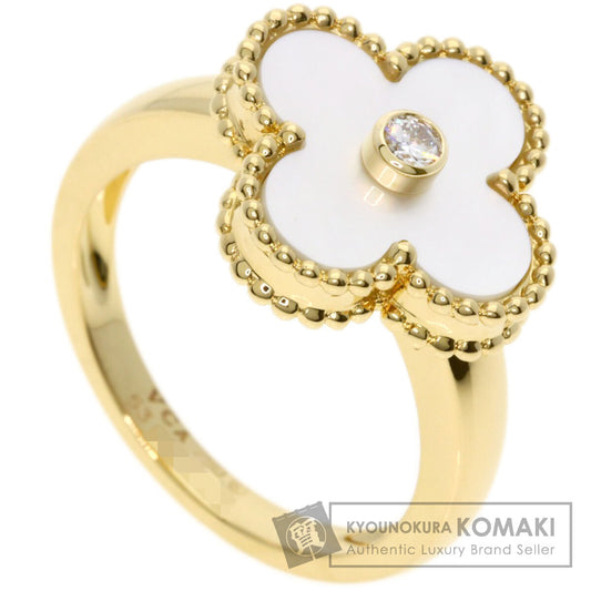 Van Cleef & Arpels Vintage Alhambra Shell 1P Diamond #53 Ring K18 Yellow Gold Ladies [Used]