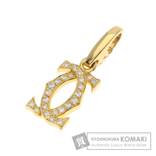 CARTIER 2C diamond charm Pendant top K18 Yellow Gold Ladies [Used]
