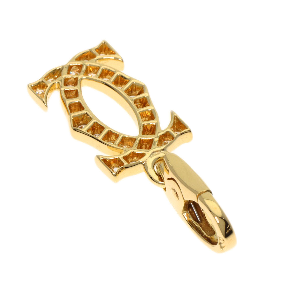CARTIER 2C diamond charm Pendant top K18 Yellow Gold Ladies [Used]