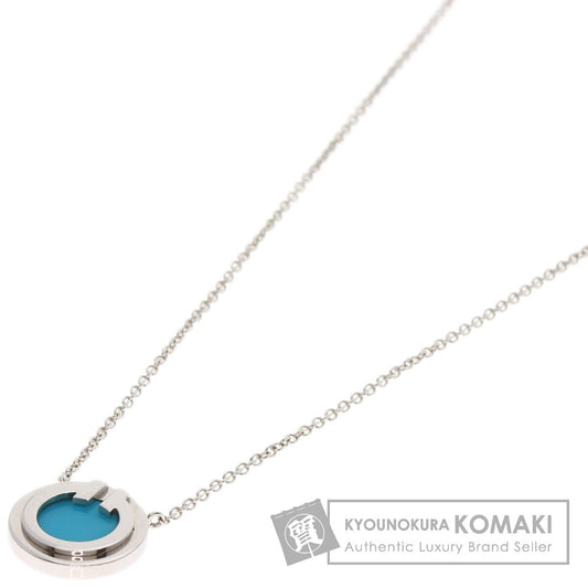 TIFFANY&Co. T TWO Circle Turquoise Necklace K18 White Gold Ladies [Used]