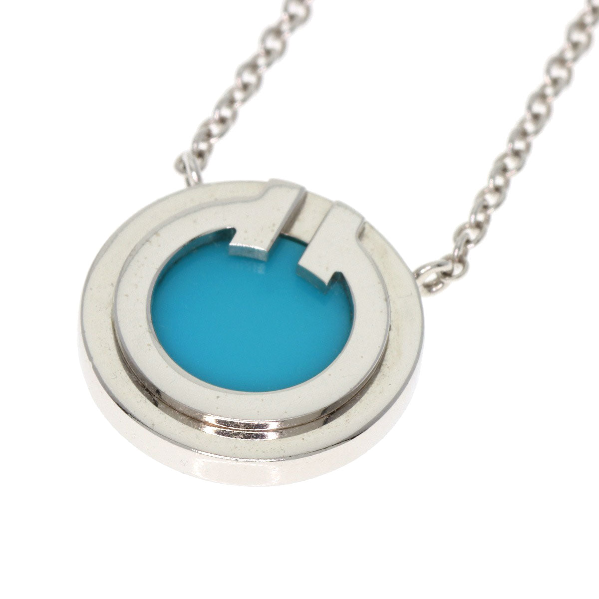 TIFFANY&Co. T TWO Circle Turquoise Necklace K18 White Gold Ladies [Used]