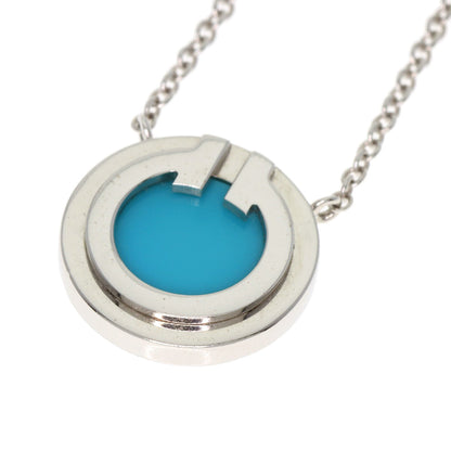 TIFFANY&Co. T TWO Circle Turquoise Necklace K18 White Gold Ladies [Used]