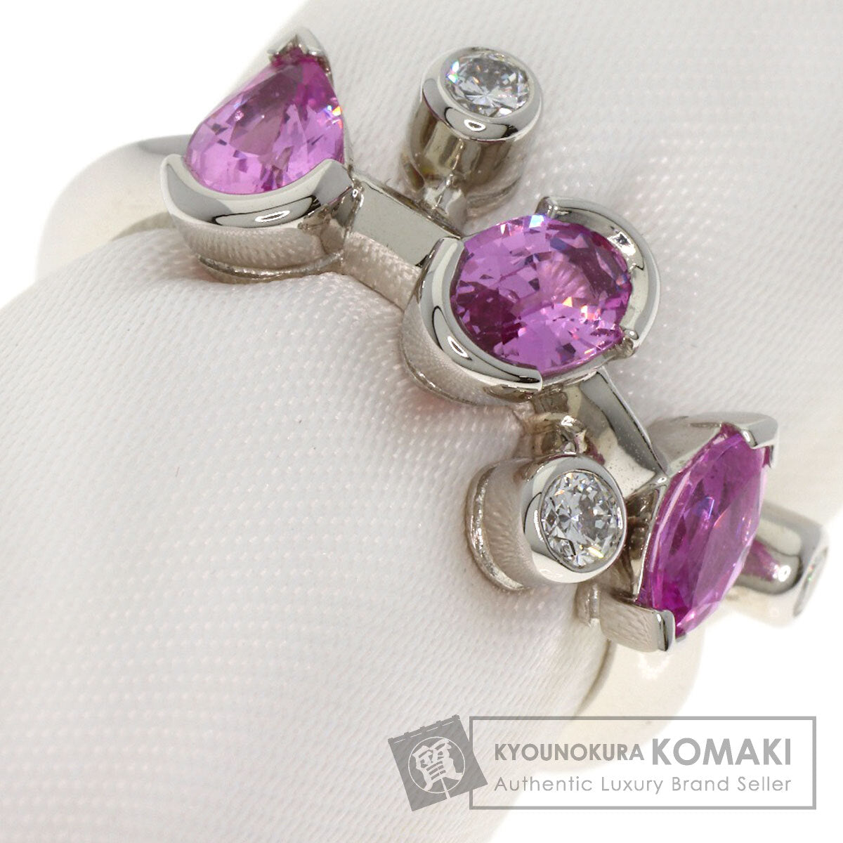 CARTIER Merimero Pink Sapphire Diamond # 49 Ring Platinum PT950 Ladies [Used]