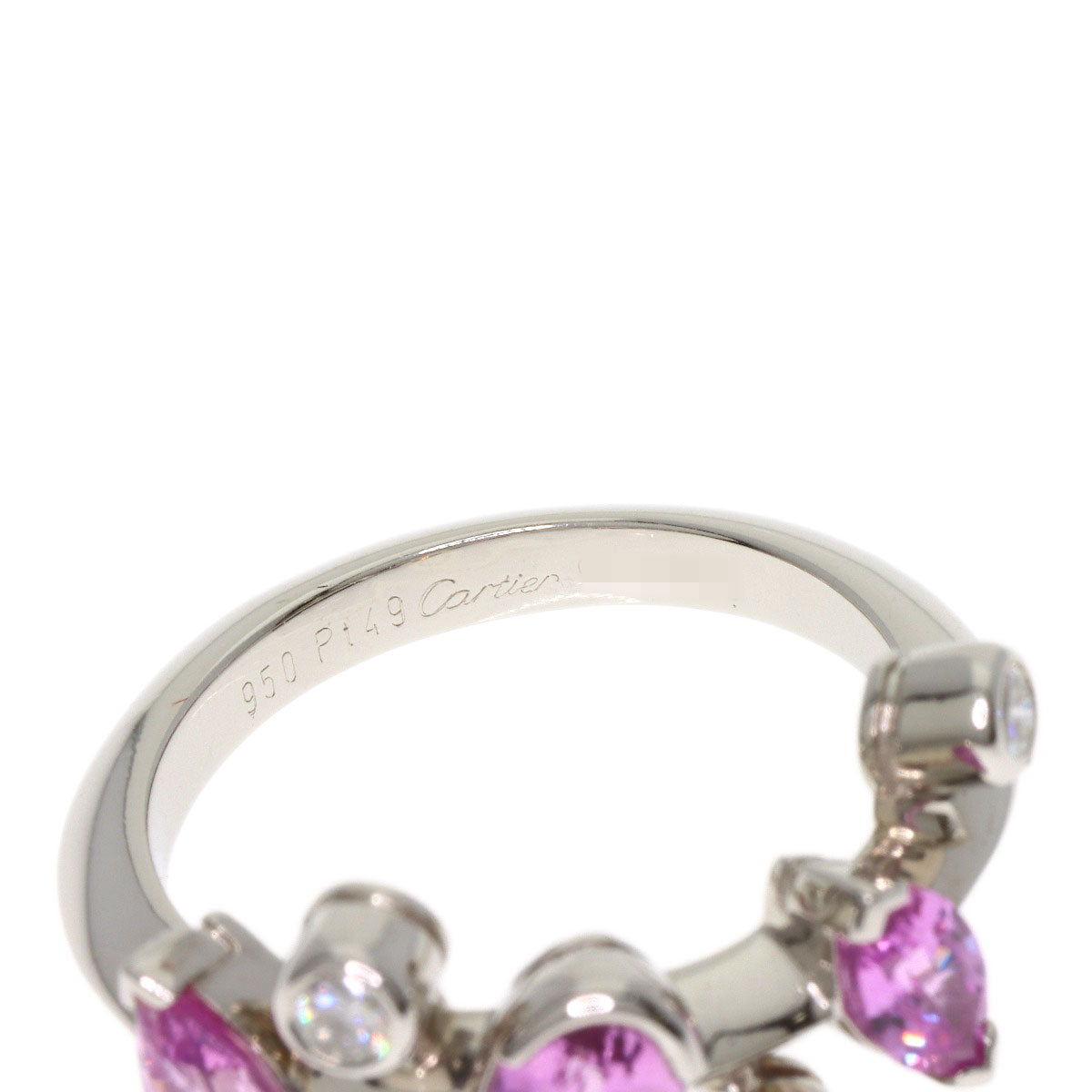 CARTIER Merimero Pink Sapphire Diamond # 49 Ring Platinum PT950 Ladies [Used]