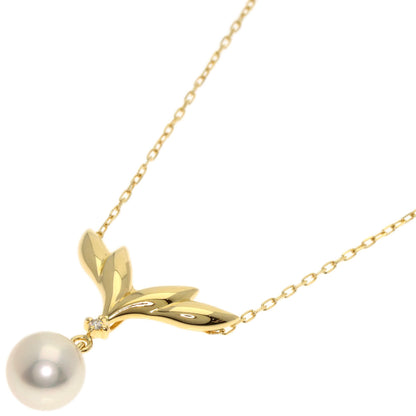 MIKIMOTO Pearl Pearl Diamond Necklace K18 Yellow Gold Ladies [Used]