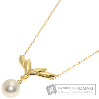 MIKIMOTO Pearl Pearl Diamond Necklace K18 Yellow Gold Ladies [Used]