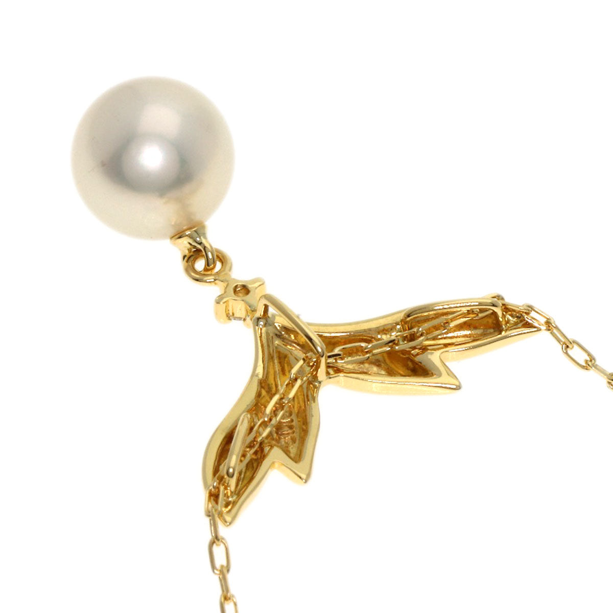 MIKIMOTO Pearl Pearl Diamond Necklace K18 Yellow Gold Ladies [Used]
