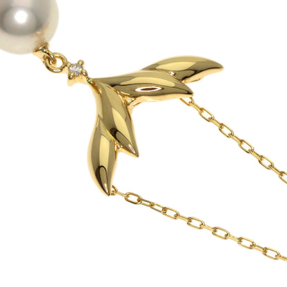 MIKIMOTO Pearl Pearl Diamond Necklace K18 Yellow Gold Ladies [Used]