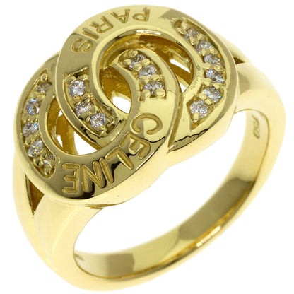 CELINE Logo diamond Ring K18 Yellow Gold Ladies [Used]