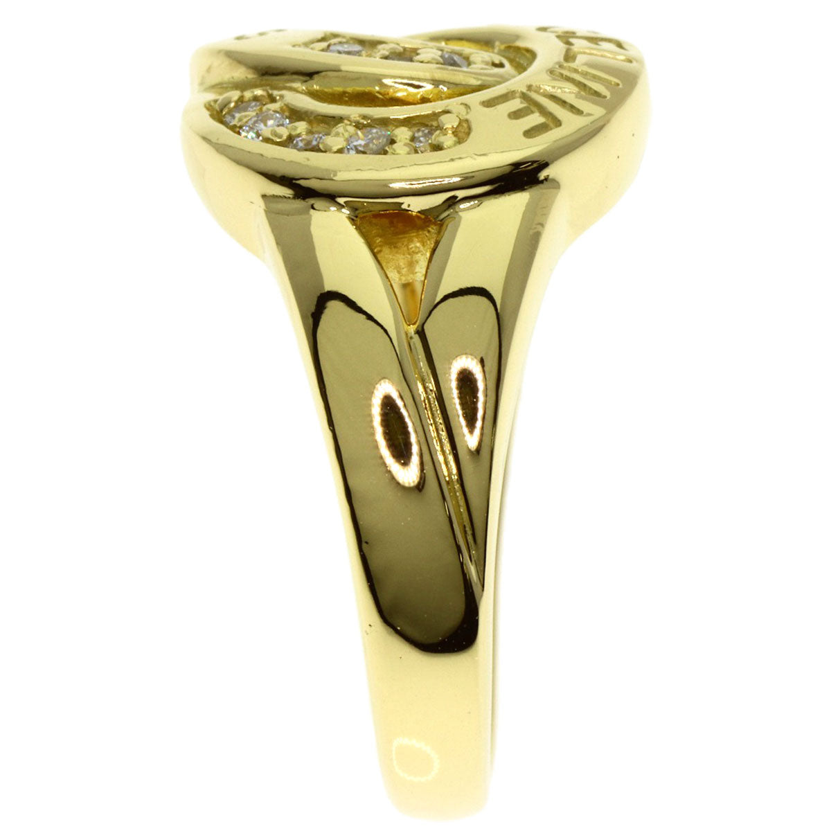 CELINE Logo diamond Ring K18 Yellow Gold Ladies [Used]