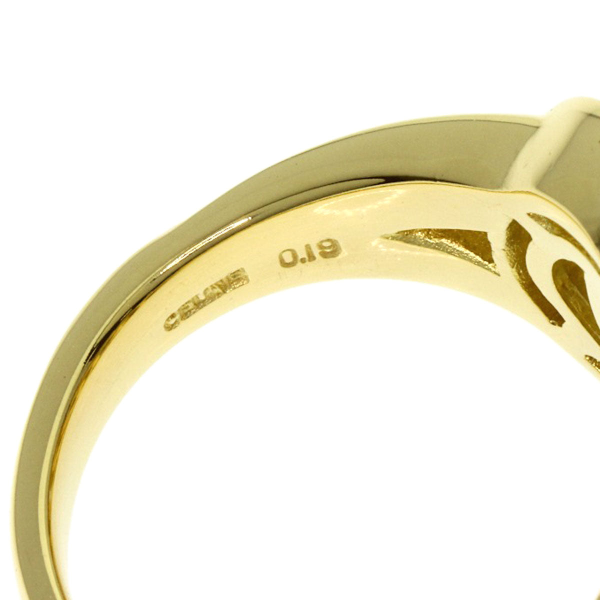 CELINE Logo diamond Ring K18 Yellow Gold Ladies [Used]