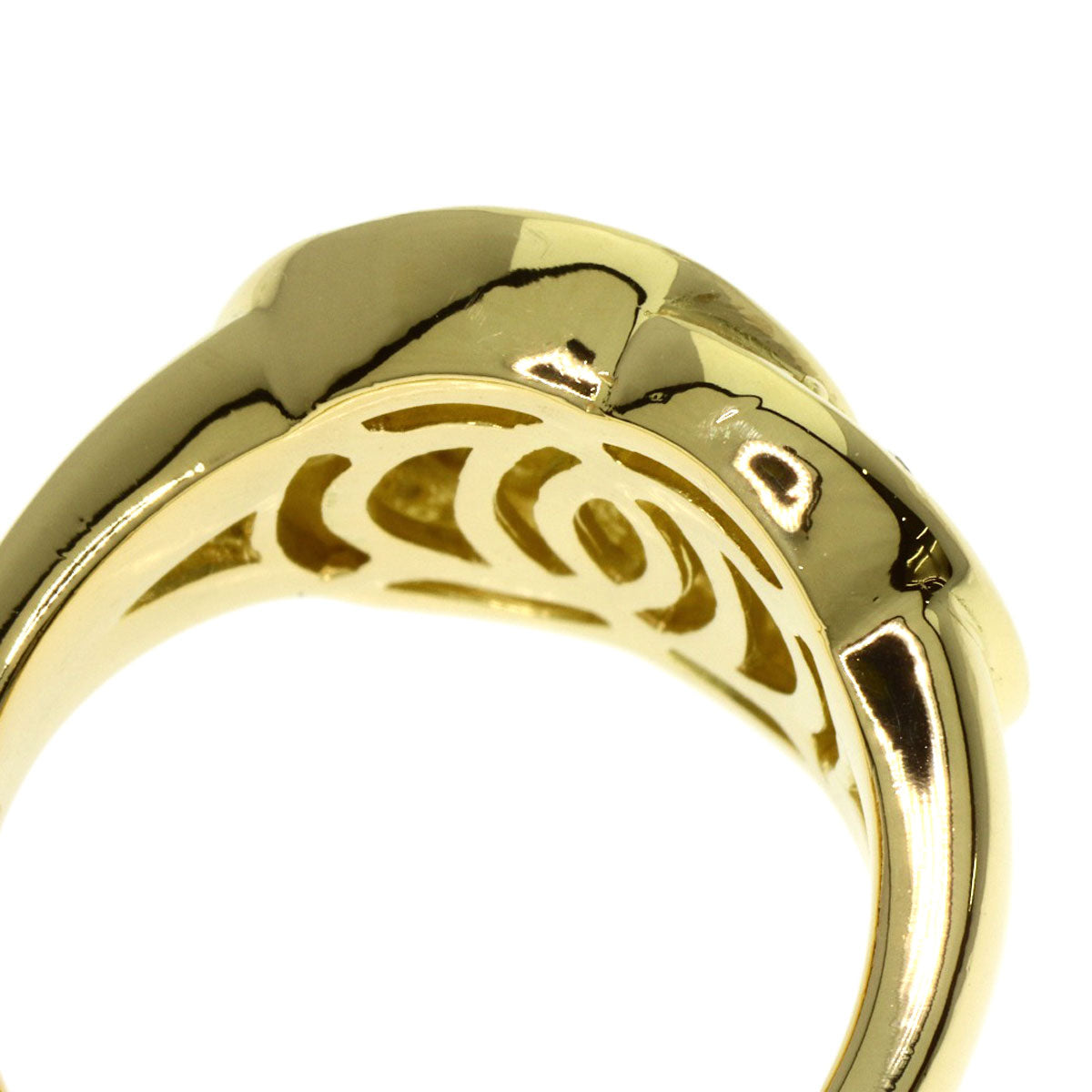 CELINE Logo diamond Ring K18 Yellow Gold Ladies [Used]
