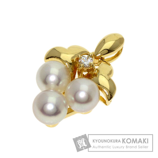 MIKIMOTO Pearl Pearl Diamond Pendant top K18 Yellow Gold Ladies [Used]