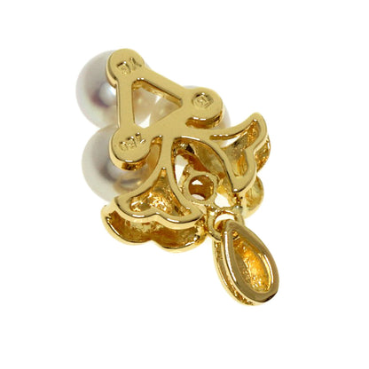MIKIMOTO Pearl Pearl Diamond Pendant top K18 Yellow Gold Ladies [Used]