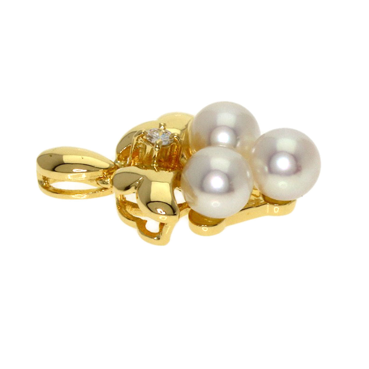 MIKIMOTO Pearl Pearl Diamond Pendant top K18 Yellow Gold Ladies [Used]