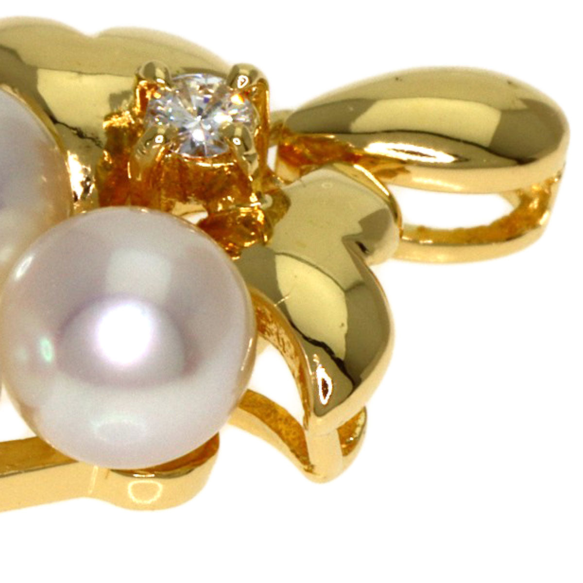 MIKIMOTO Pearl Pearl Diamond Pendant top K18 Yellow Gold Ladies [Used]