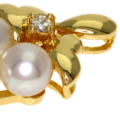MIKIMOTO Pearl Pearl Diamond Pendant top K18 Yellow Gold Ladies [Used]